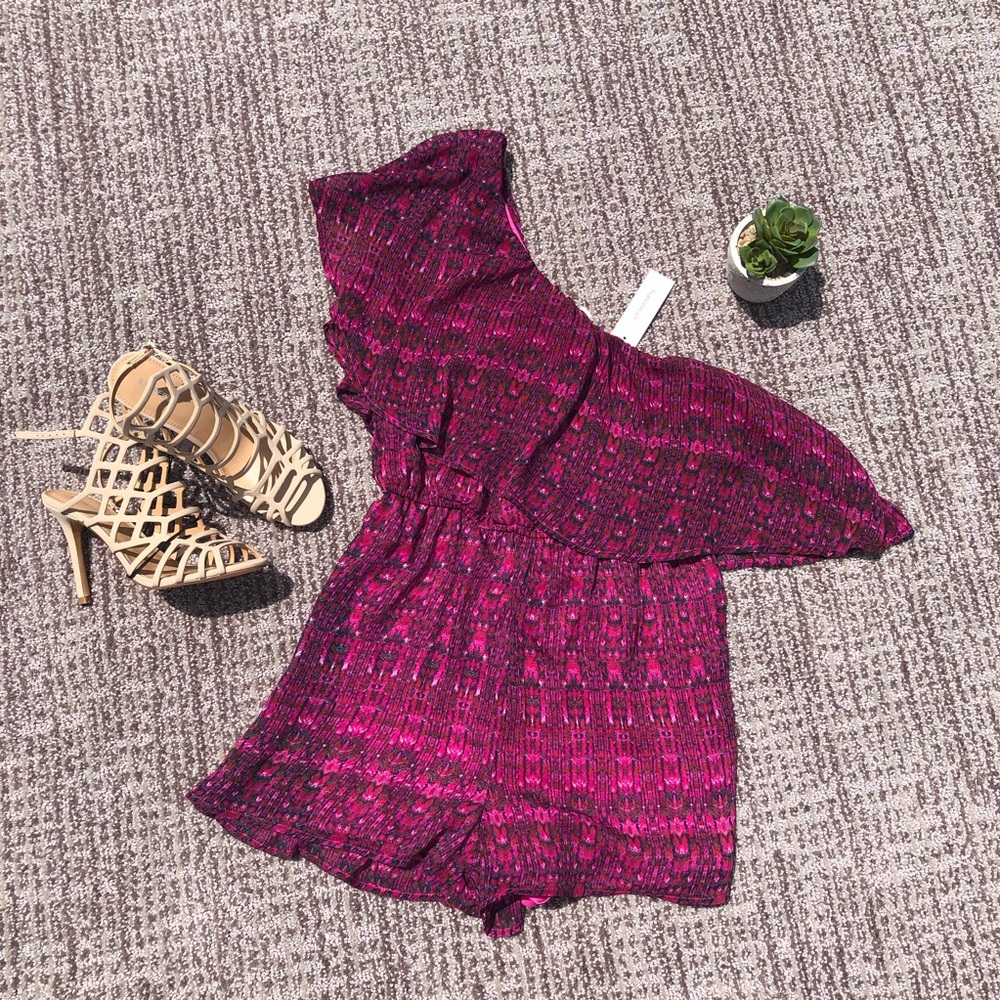 Off the shoulder ruffle romper